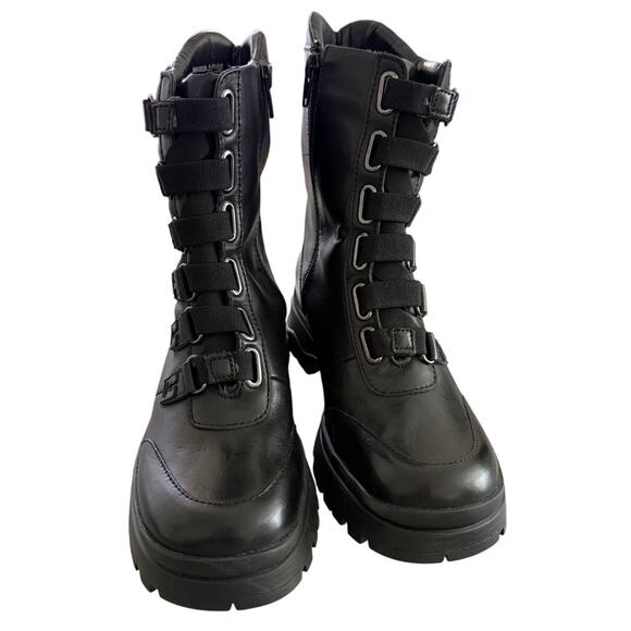 NWOT Dr Scholls Sarge Black Combat Boots 1.5" Platform w/Zipper Closure Rave-6.5 - Picture 2 of 7